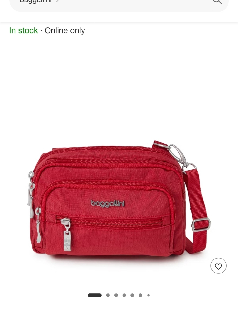 Baggallini Triple Zip Bagg Red Compact Crossbody Belt Bag